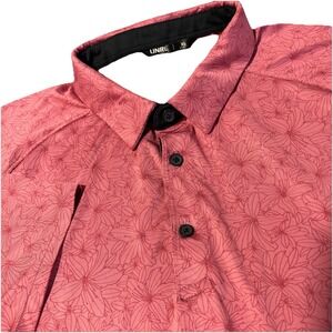 UNRL Golf Polo Mens XL Raspberry Floral Athletic Fit Perform Short Sleeve Fluid
